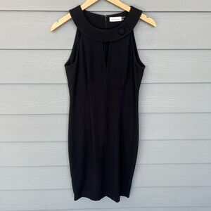 Calvin Klein Scoop Button Collar Little Black Dress